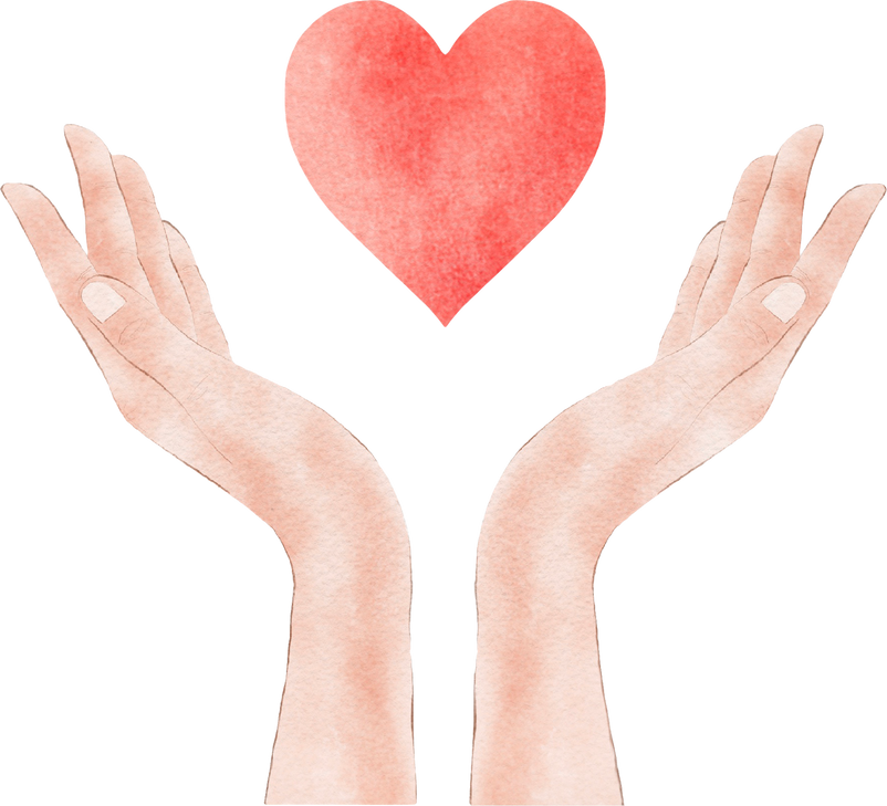 Watercolor Hand with Heart Illustration