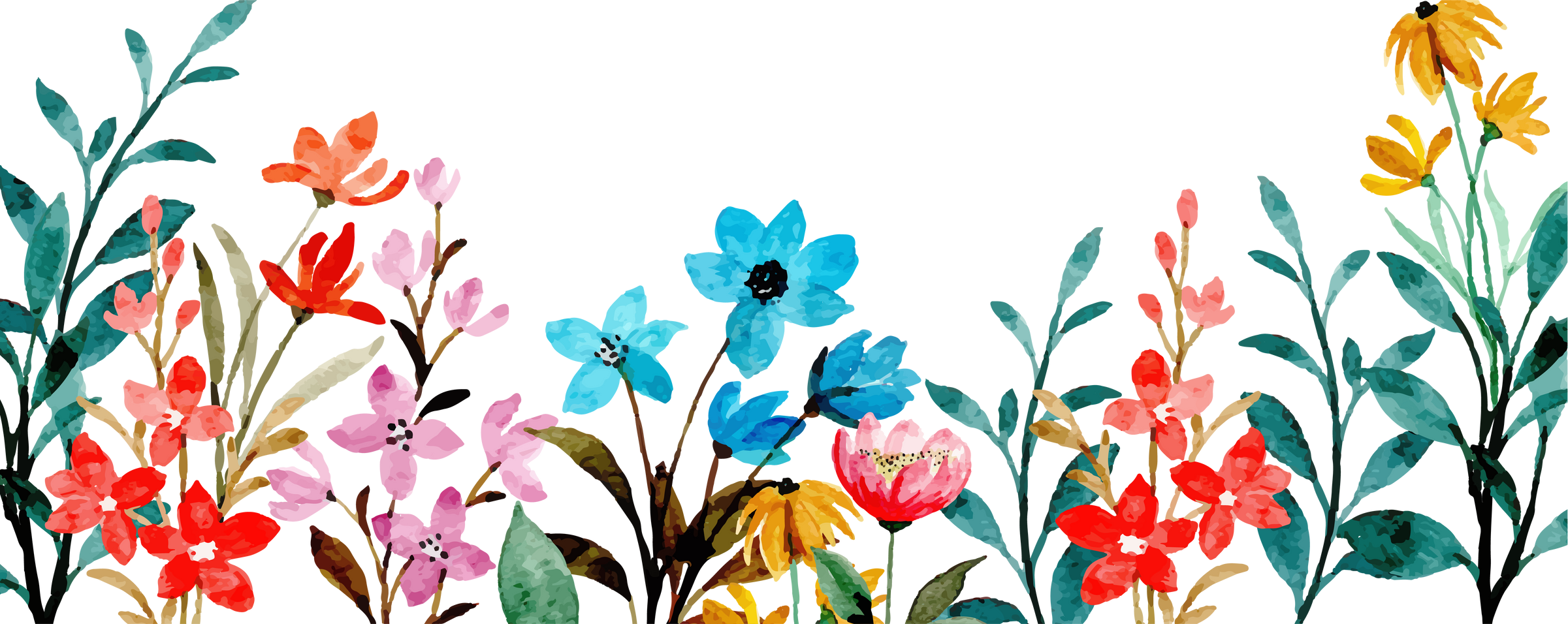 Watercolor flower border